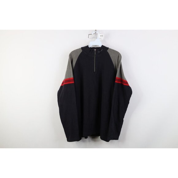 Vtg 90s Polo Sport Ralph Lauren Mens L Spell Out Striped Knit Half Zip Sweater - Picture 1 of 14